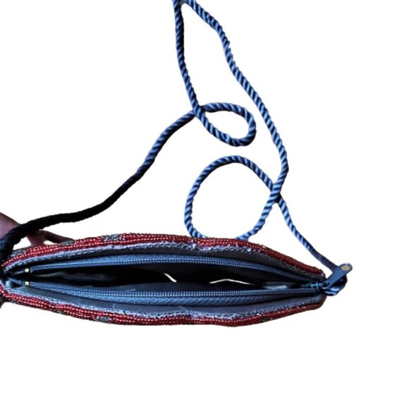 Vintage 90s beaded sequin evening crossbody purse - Picture 6 of 13